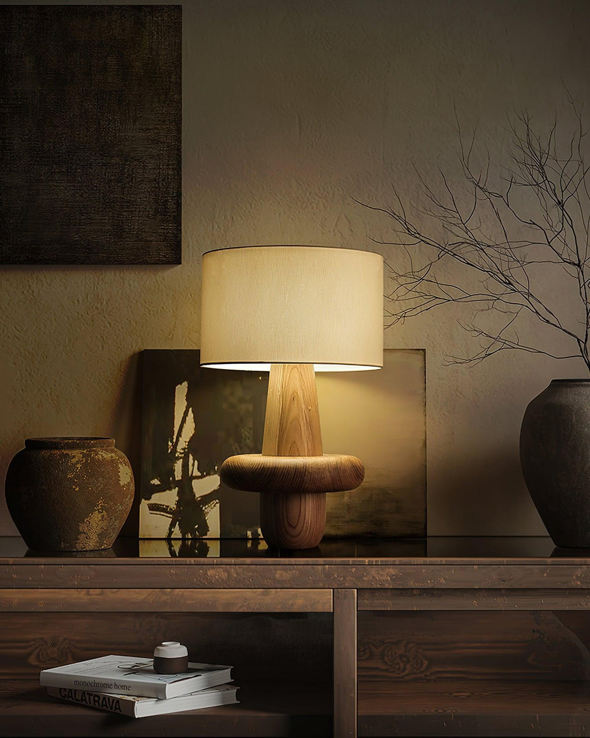 Lámpara de mesa minimalista de madera