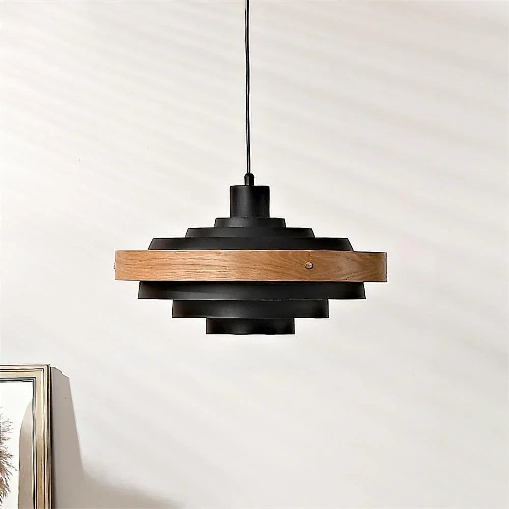Muto Modern Round   Pendant Light  Wood