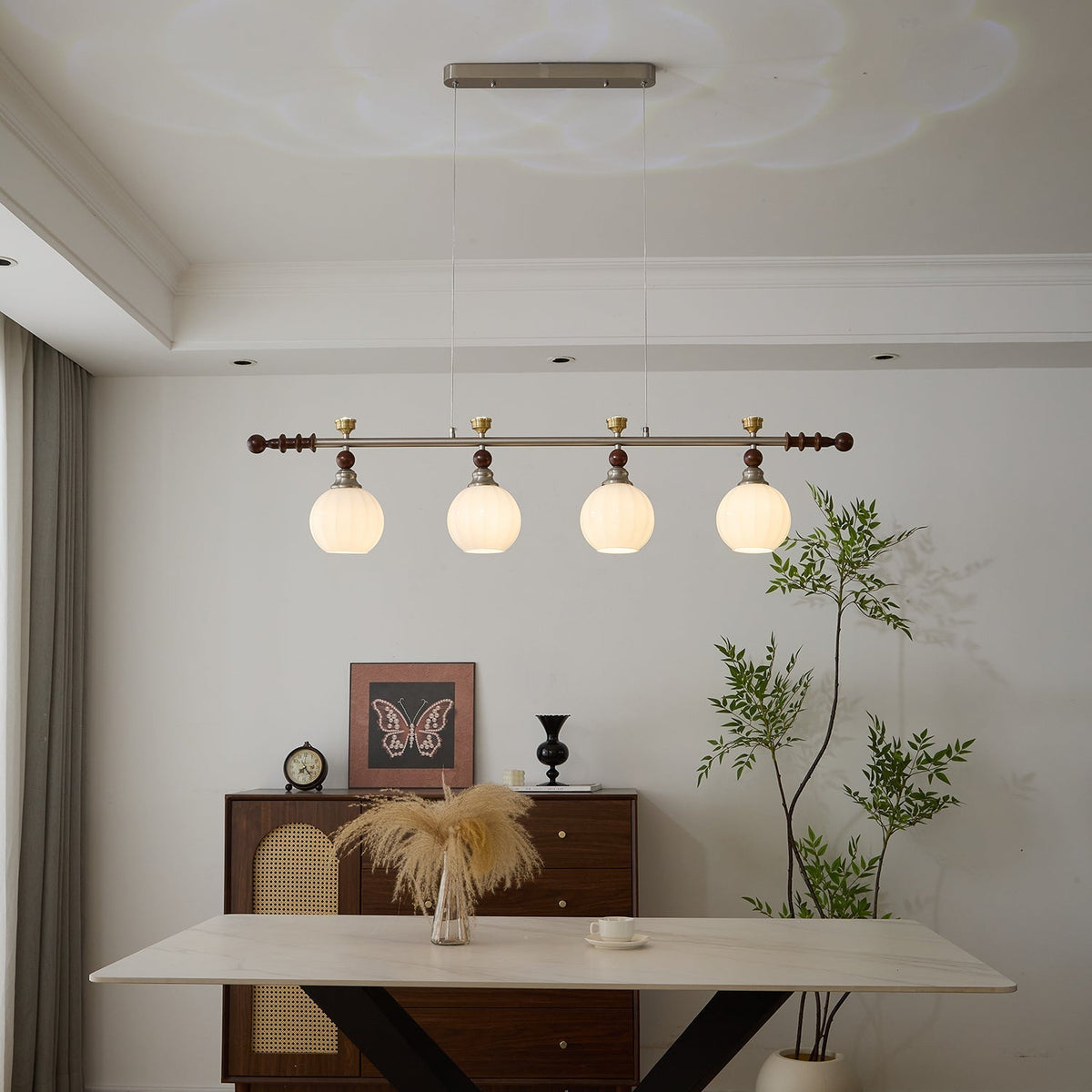 Otheia lámpara colgante elegancia Vintage lineal de madera