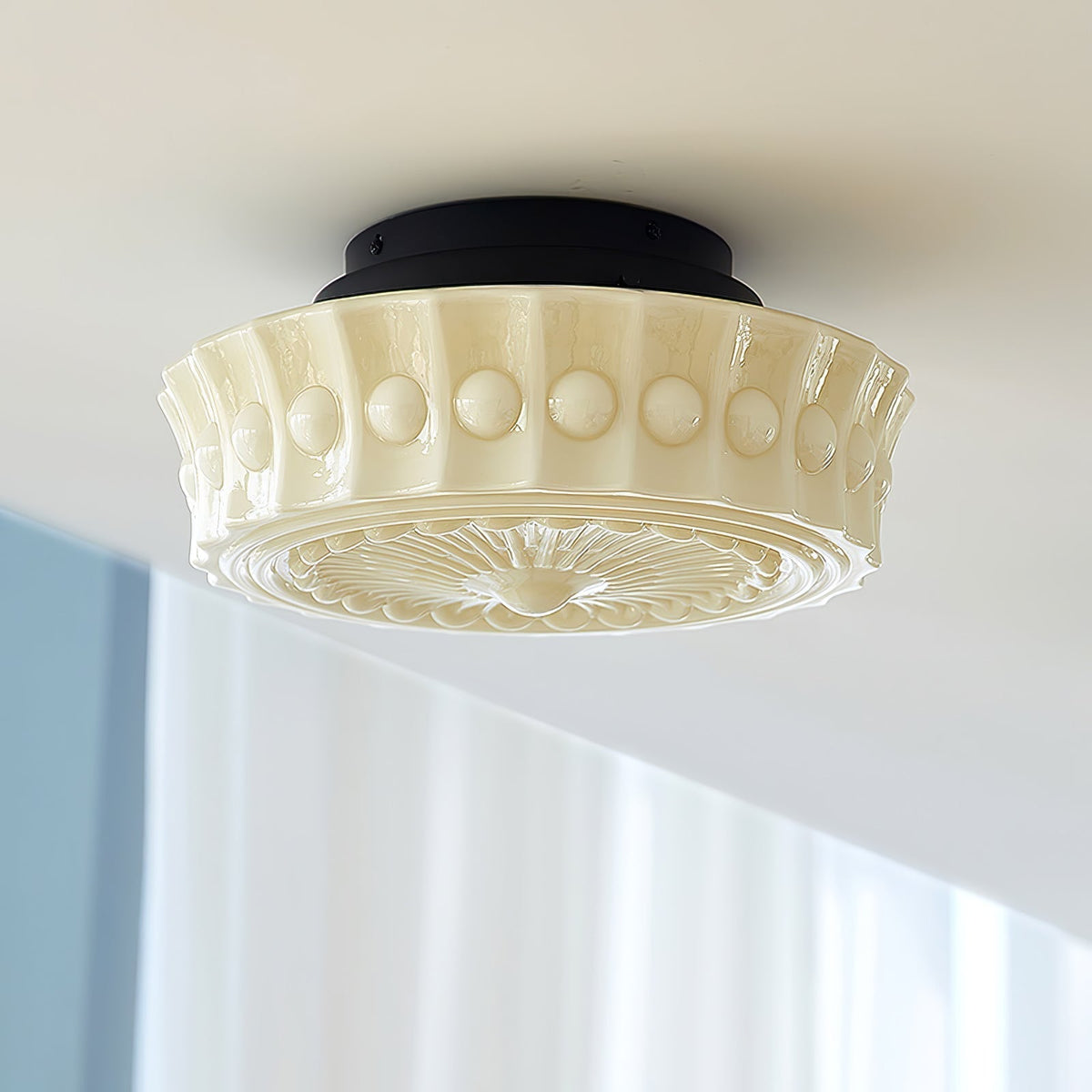 Veleraya lámpara de techo vidrio blanco floral para sala de estar