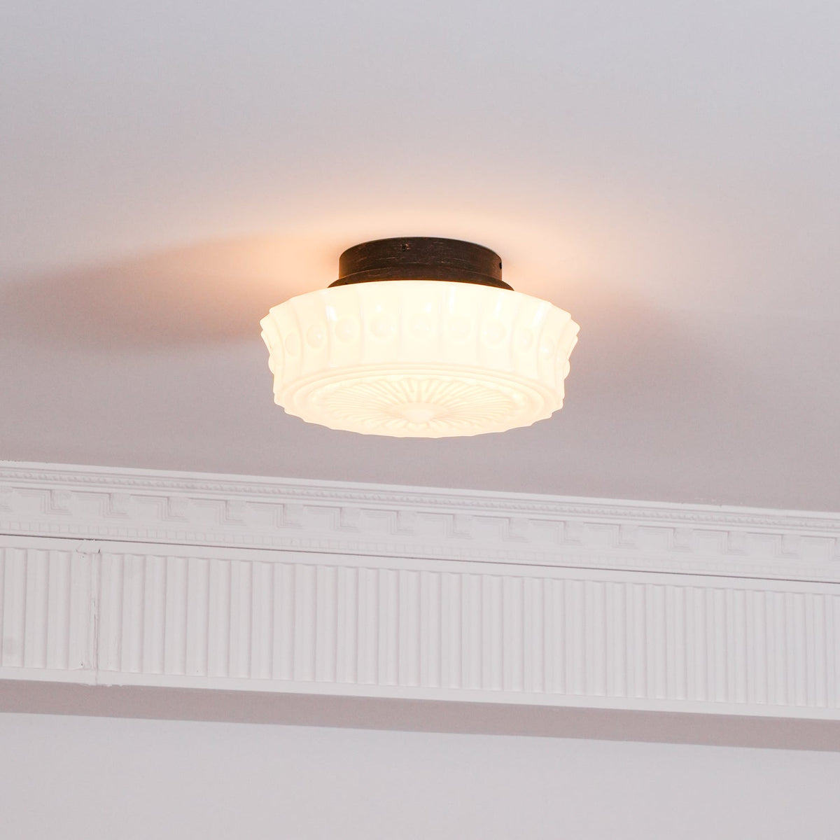 Veleraya lámpara de techo vidrio blanco floral para sala de estar
