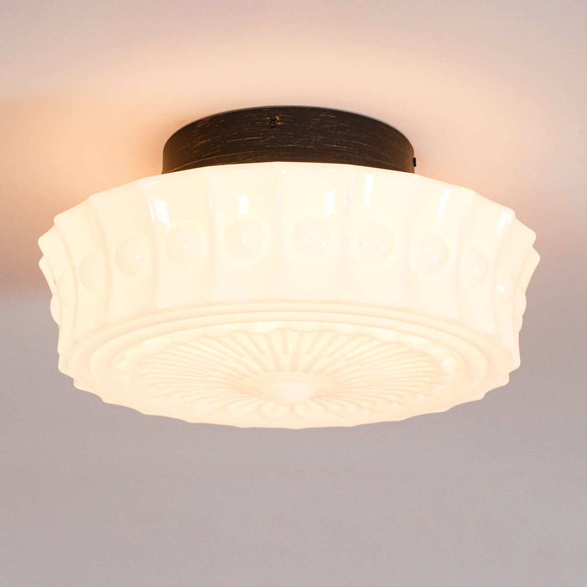 Veleraya lámpara de techo vidrio blanco floral para sala de estar