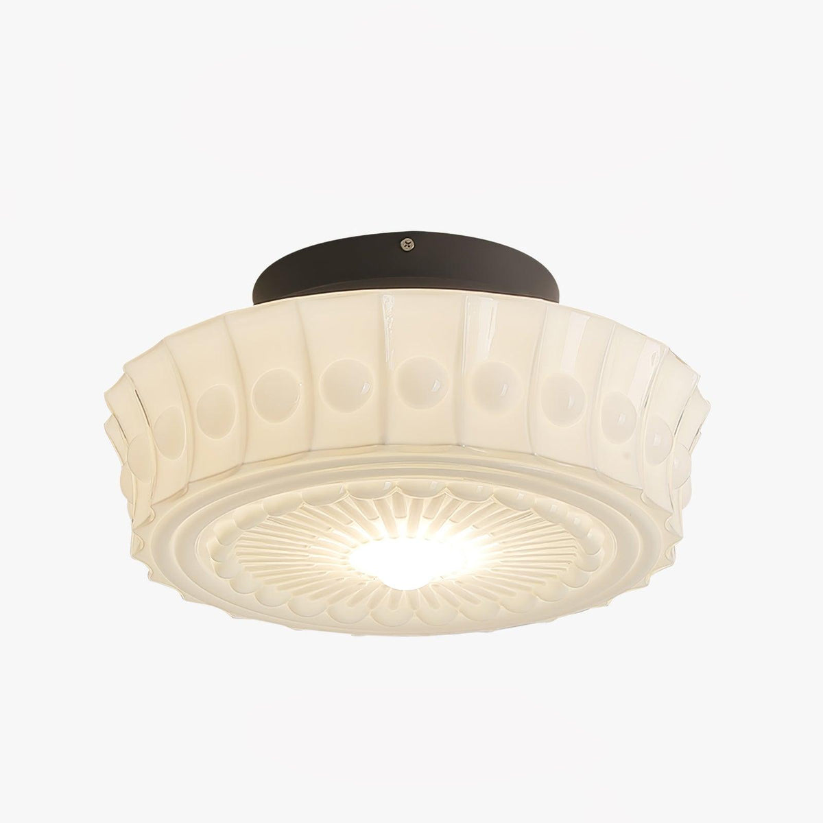 Veleraya lámpara de techo vidrio blanco floral para sala de estar