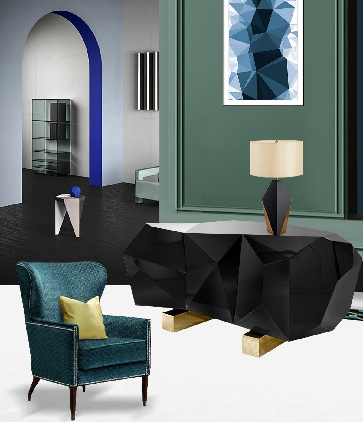 Prism lámpara de mesa contemporánea de tejido