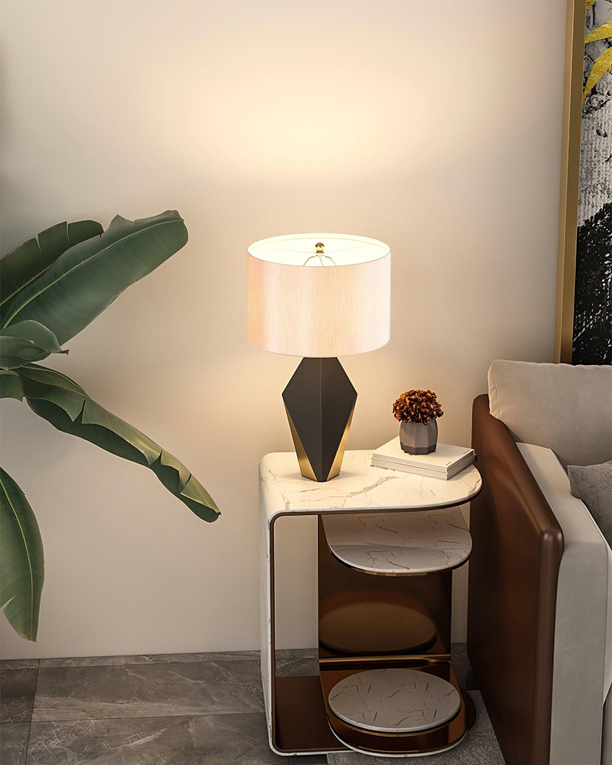 Prism lámpara de mesa contemporánea de tejido