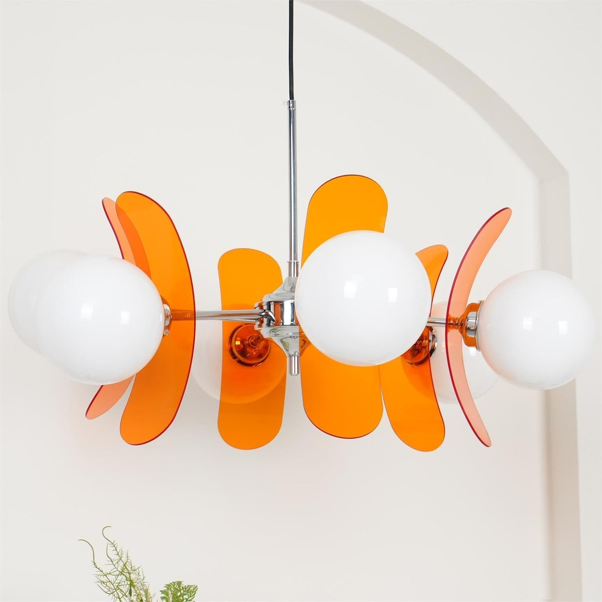 Prism Creativity lámpara de araña Sputnik con vidrio naranja