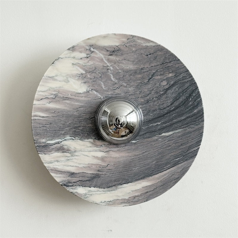 Zeno Redondo Cromo Mármol Pared Aplique
