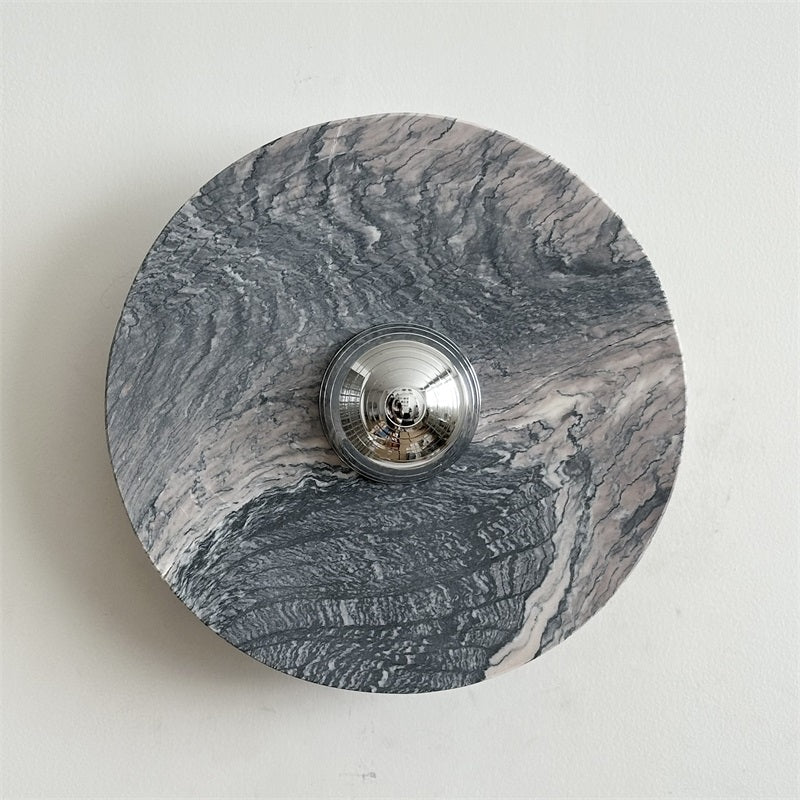 Zeno Redondo Cromo Mármol Pared Aplique