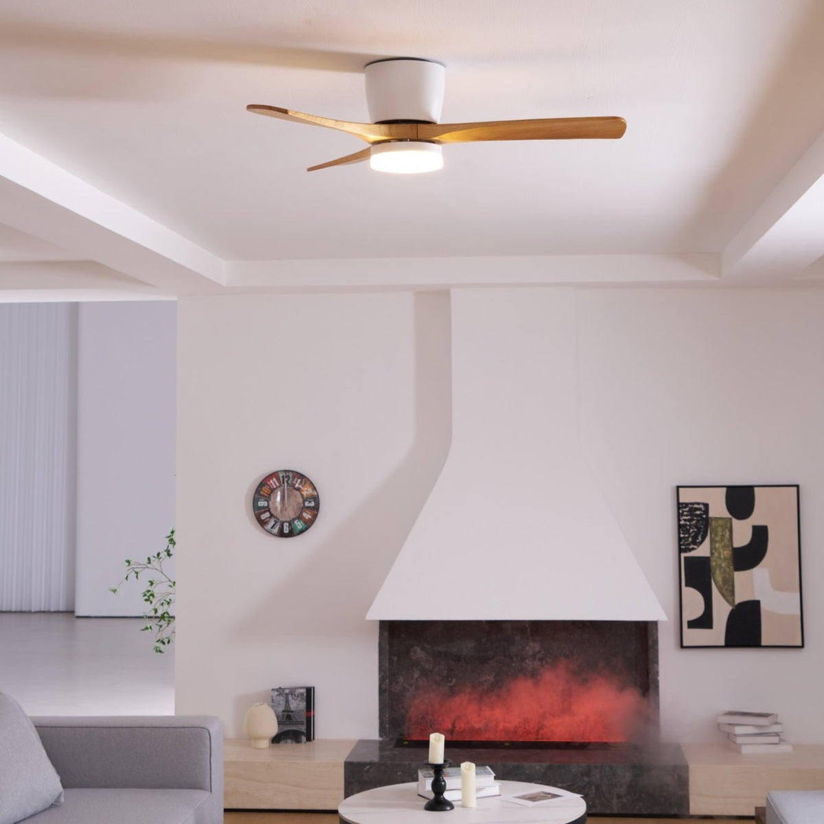 Ventilador de Techo con Luz Ezra Nórdico de Madera