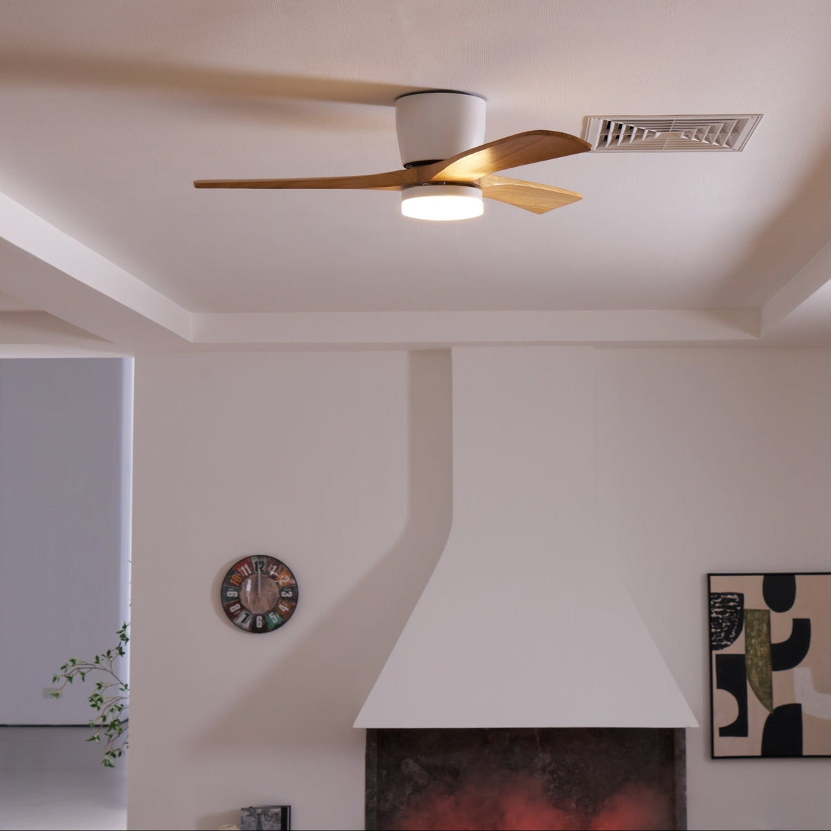 Ventilador de Techo con Luz Ezra Nórdico de Madera
