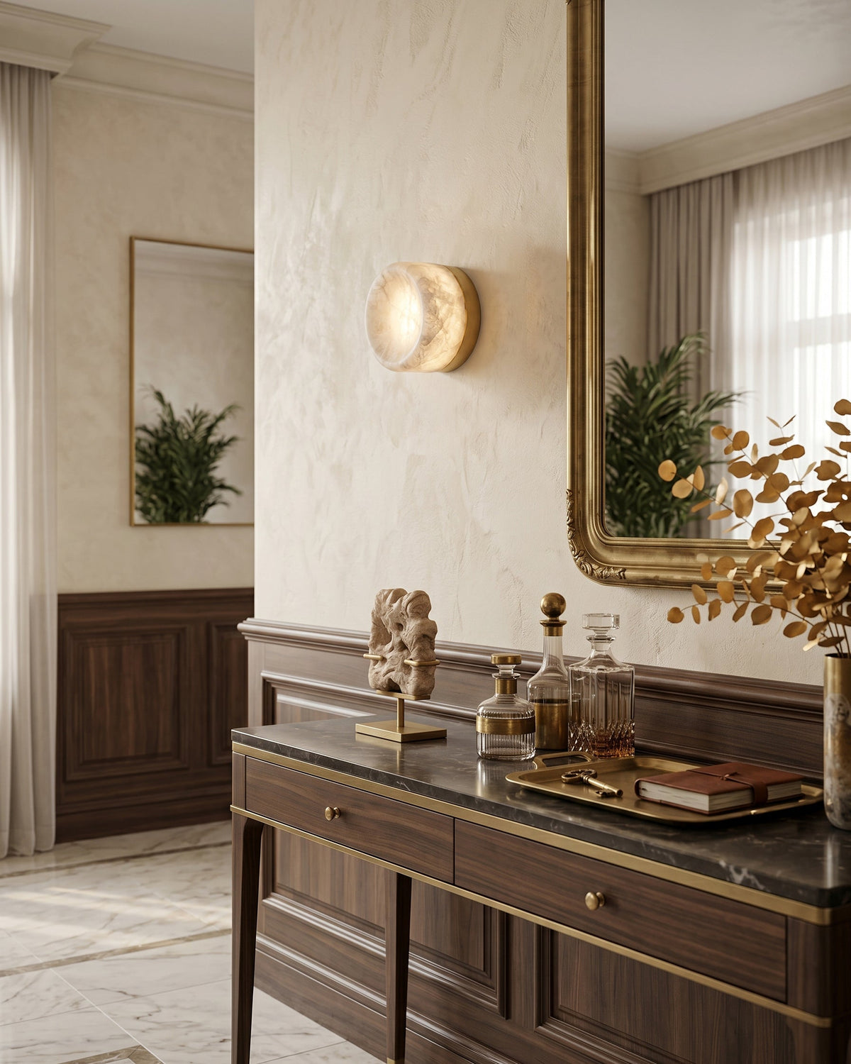 Aplique de pared de alabastro Opal Disc