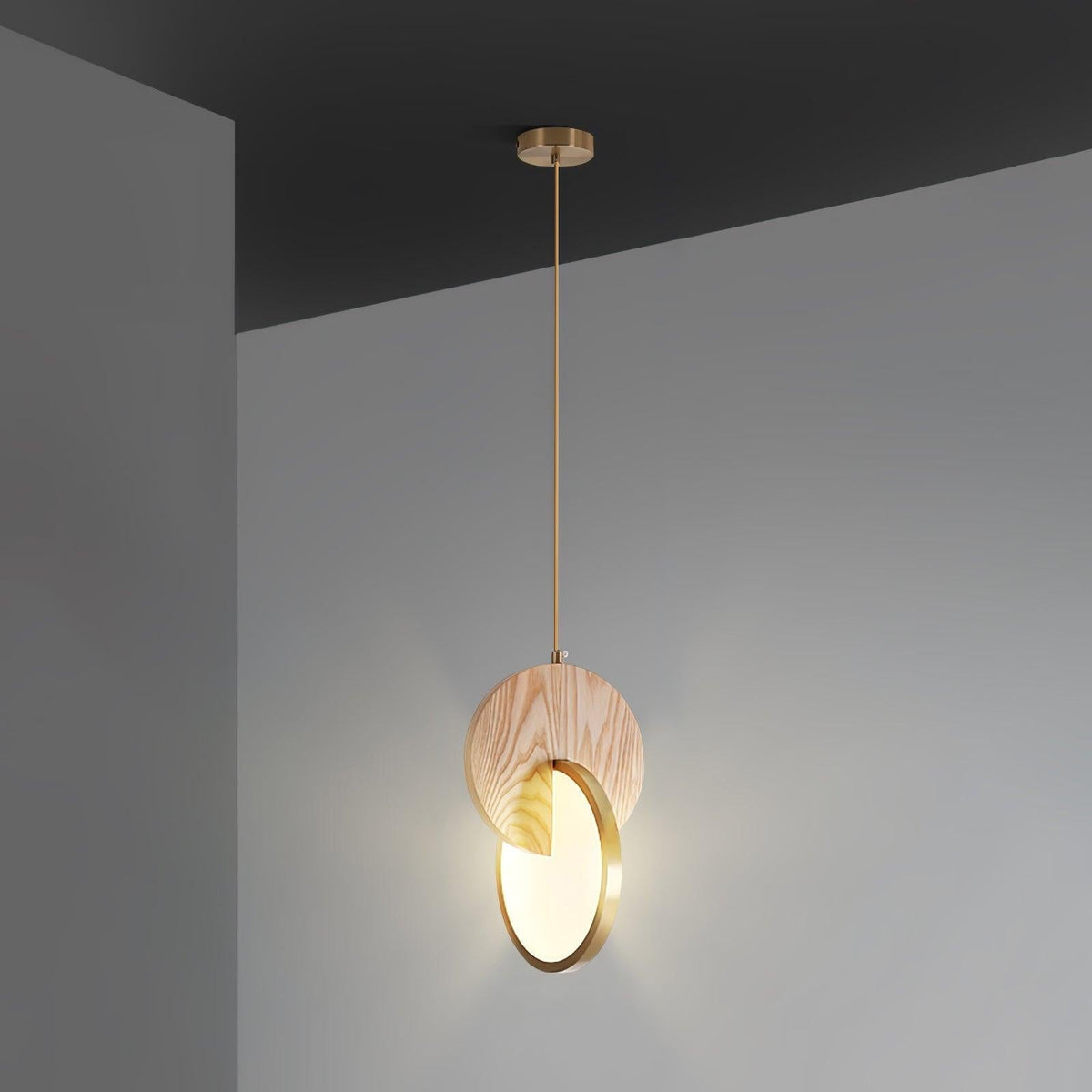 Lysola lámpara colgante con anillo de madera