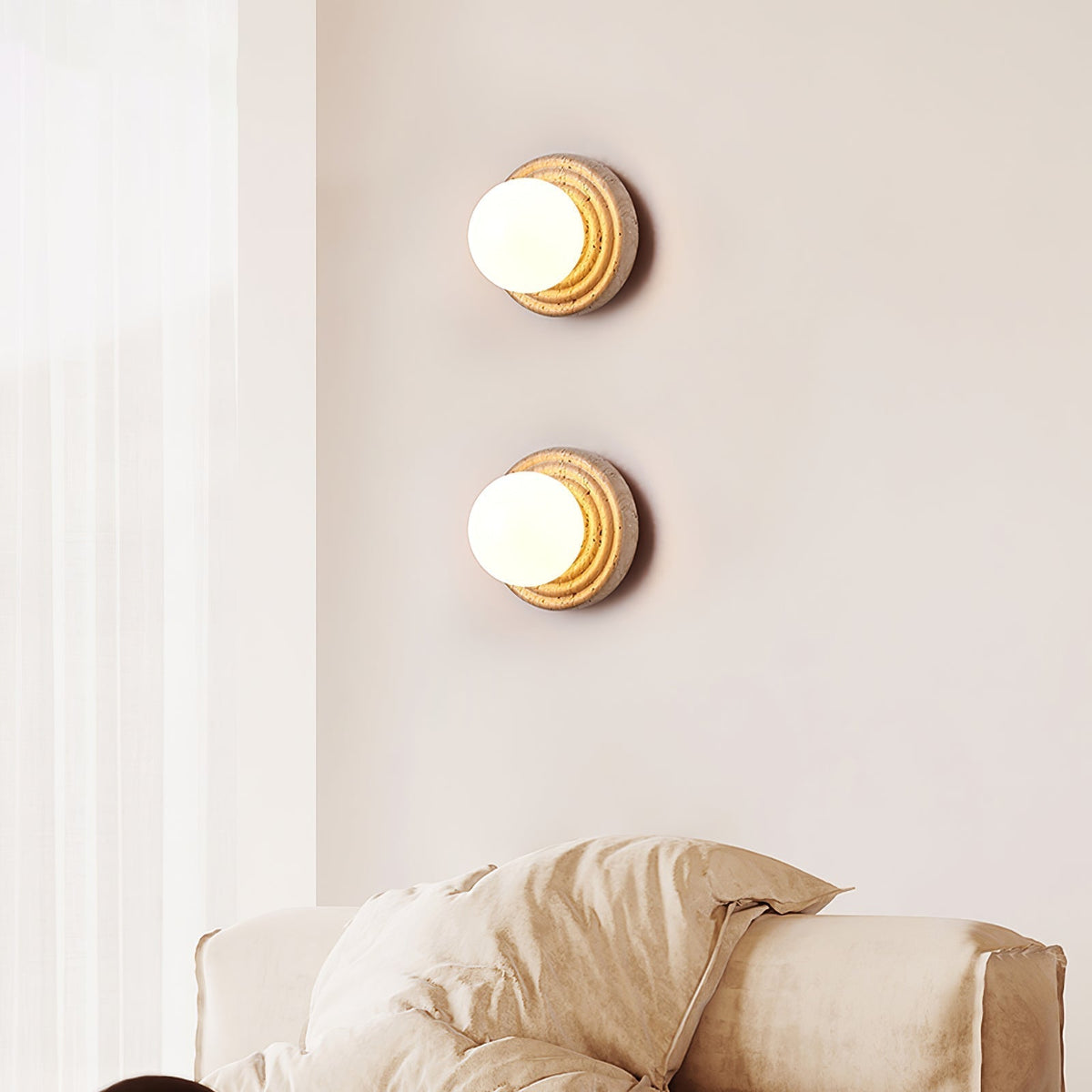 Valuella travertino globo aplique de pared / lámpara de techo