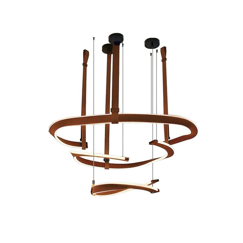 Cesorora lámpara de araña curva de cuero artificial