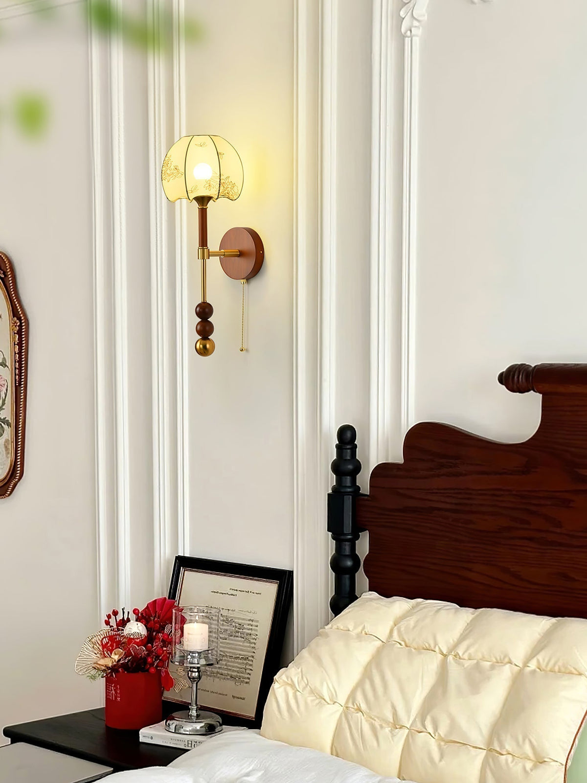 Hilda aplique de pared Roma elegancia de madera