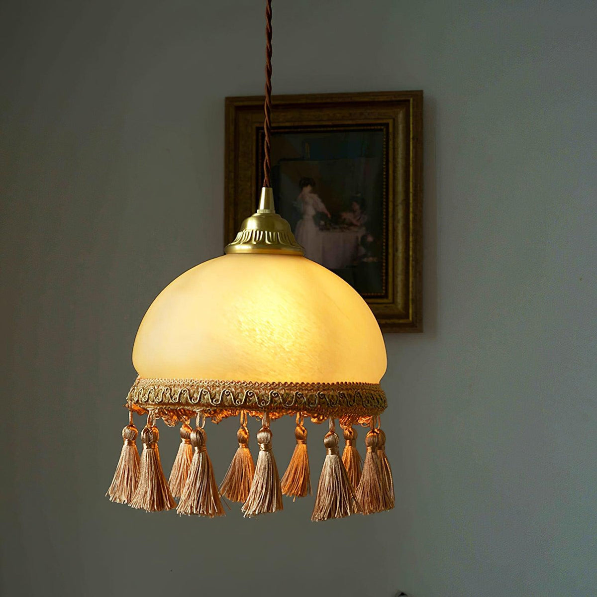 Fringe lámpara colgante con borlas de latón