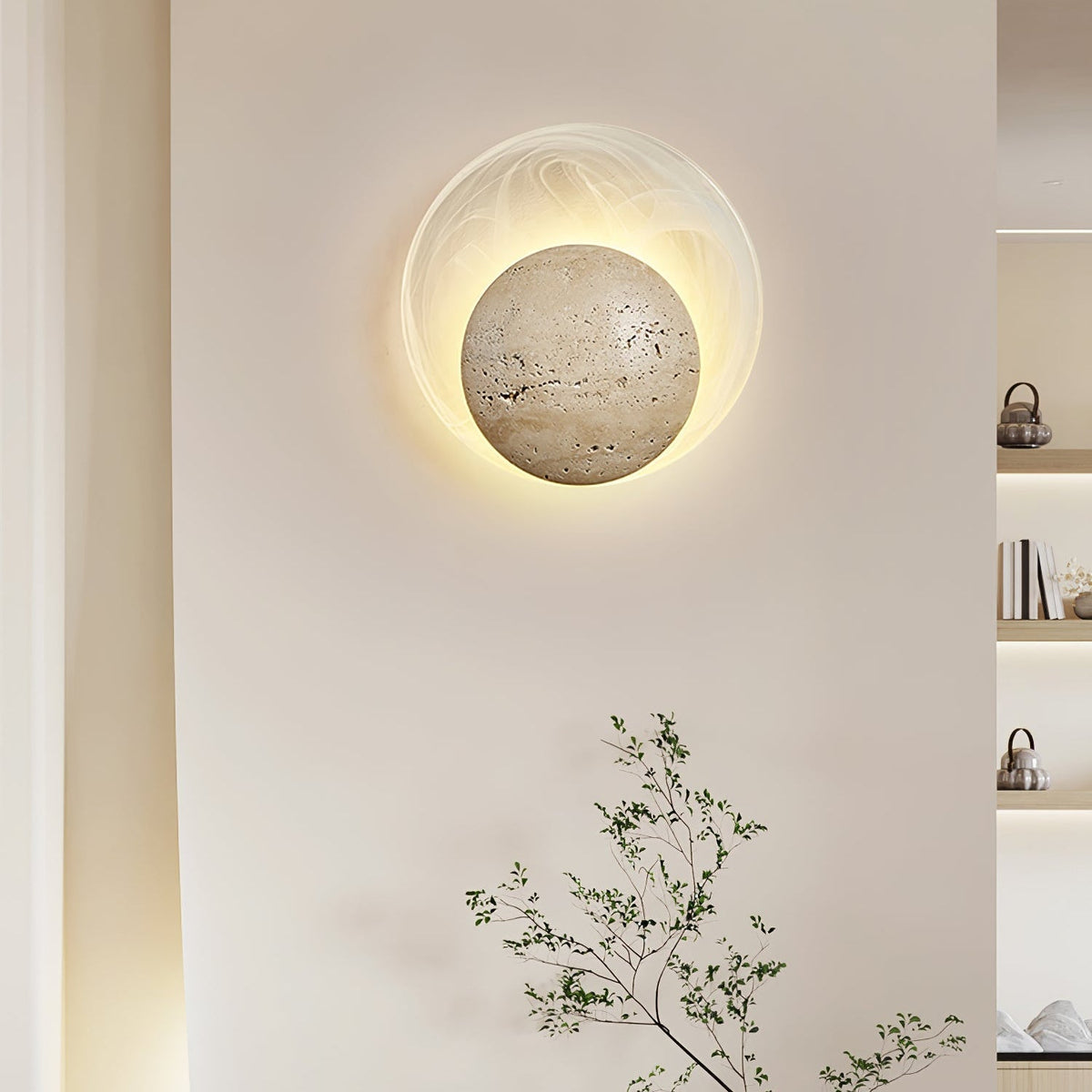 Serinette Orin aplique de pared de travertino