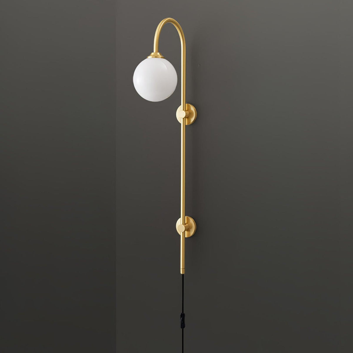 Evshaia aplique de pared Premium elegancia Globo con bombilla enchufable de latón y vidrio