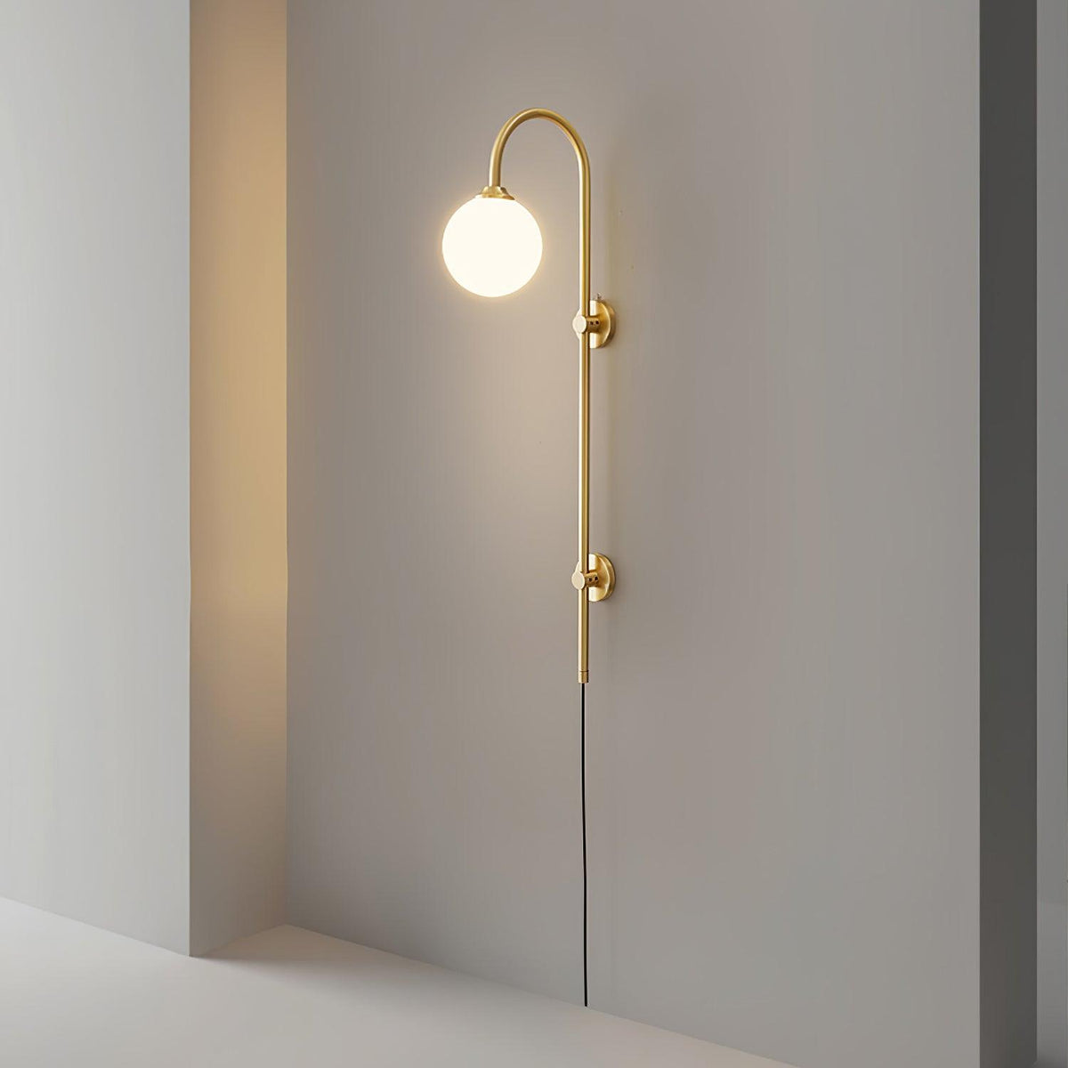 Evshaia aplique de pared Premium elegancia Globo con bombilla enchufable de latón y vidrio