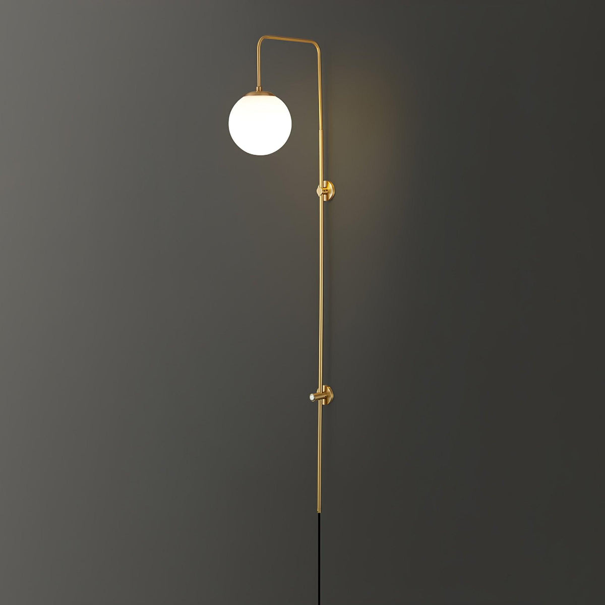 Evshaia aplique de pared Premium elegancia Globo con bombilla enchufable de latón y vidrio