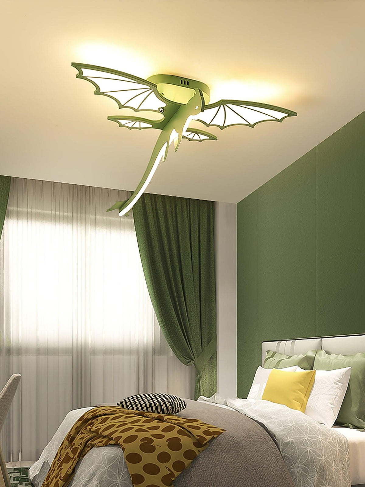 Miriora lámpara de techo verde Dinosaur LED