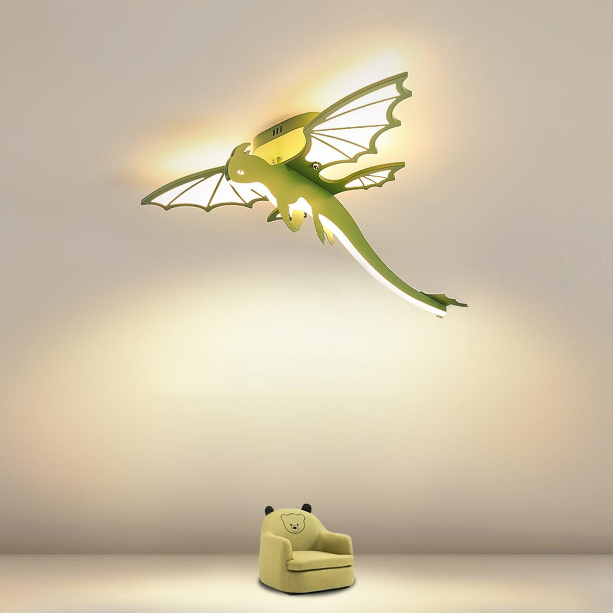 Miriora lámpara de techo verde Dinosaur LED