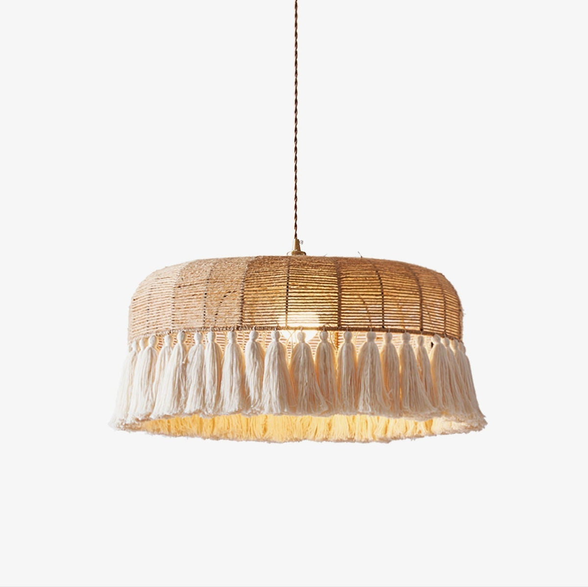Boho lámpara colgante tejida a mano en yute