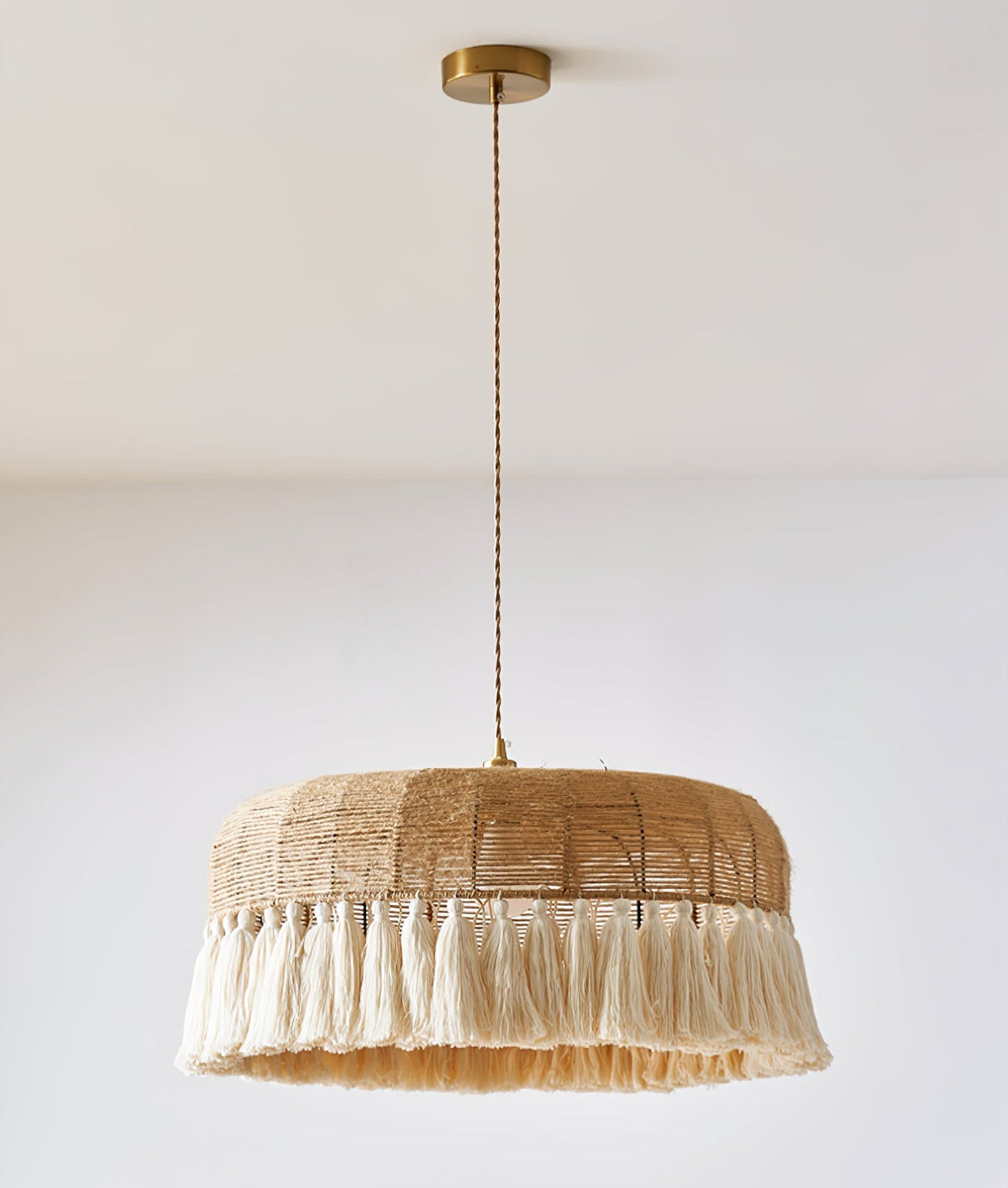 Boho lámpara colgante tejida a mano en yute