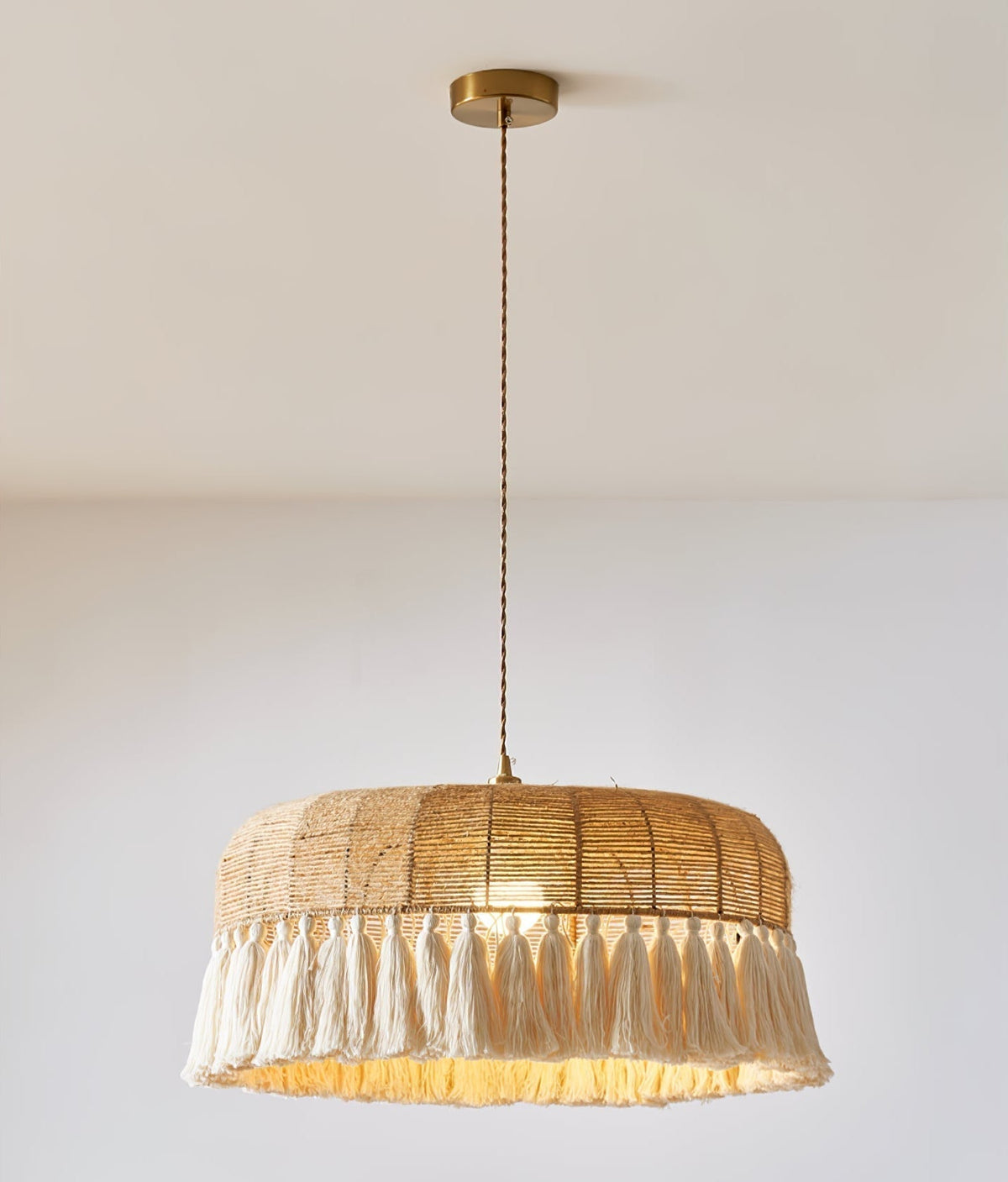Boho lámpara colgante tejida a mano en yute