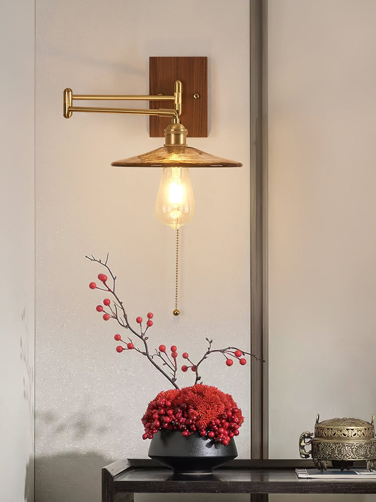 Umeris aplique de pared elegancia Vintage de madera nogal