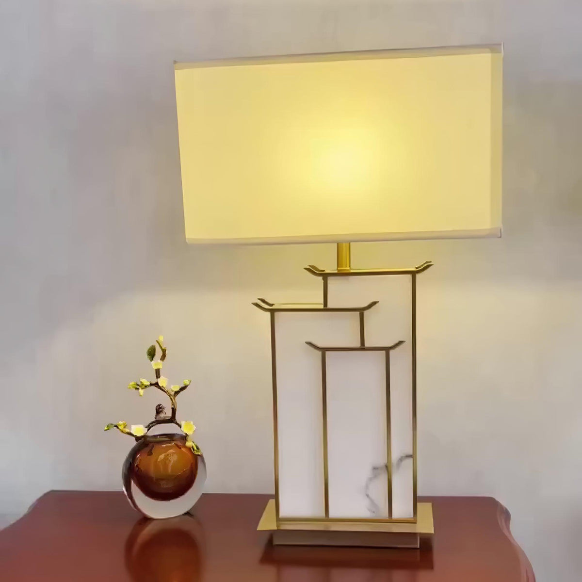 Nysilor lámpara de mesa rectangular de vidrio