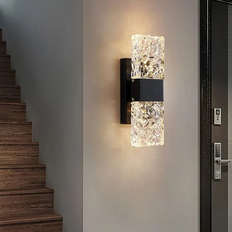 Arisha Lujo Rectangular Metal/Vidrio Aplique de Pared Dorado
