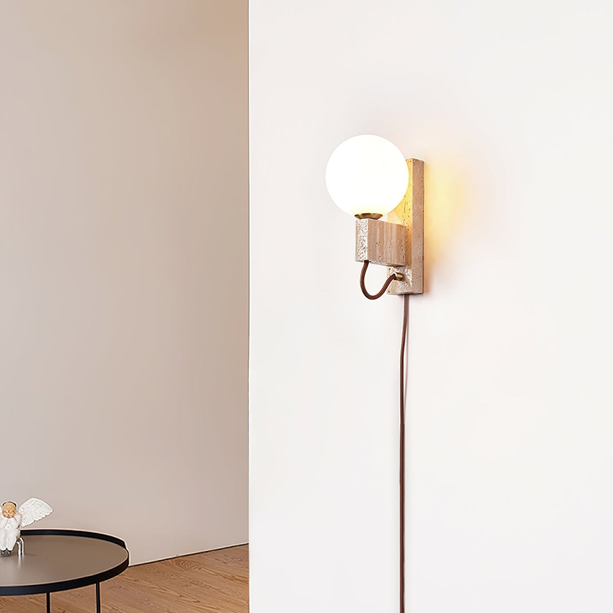 Talt aplique de pared Globo-travertino