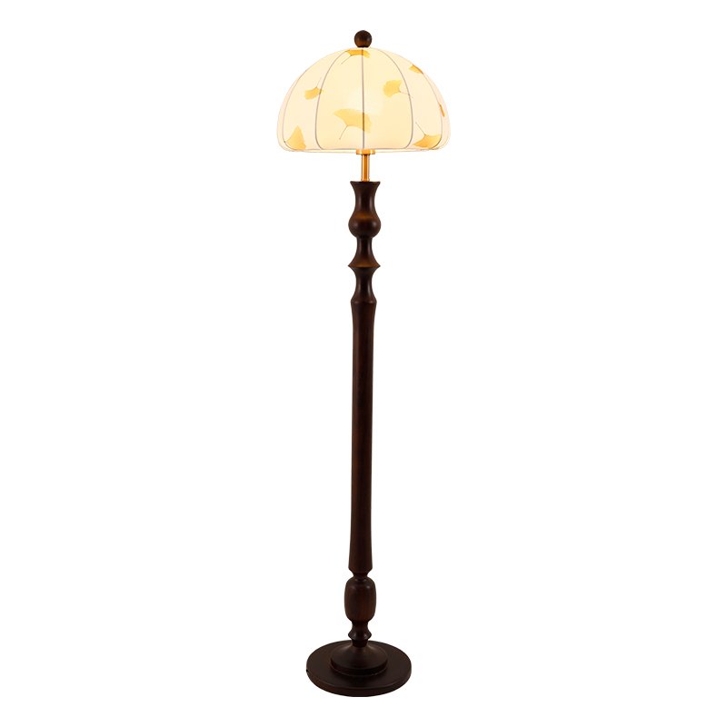 Ginkgore lámpara de pie de madera y tejido vintage