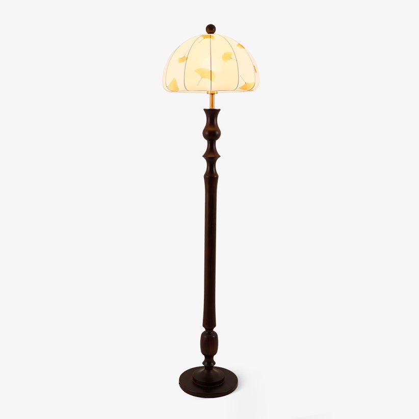 Ginkgore lámpara de pie de madera y tejido vintage