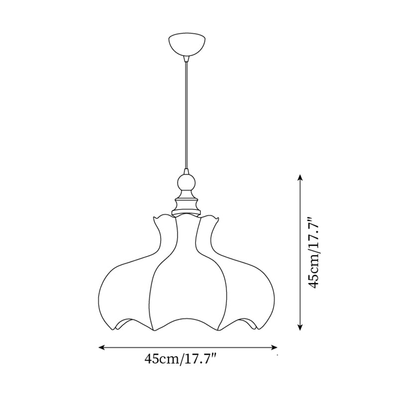 Lámpara colgante de metal y madera con tejido floral elegante vintage