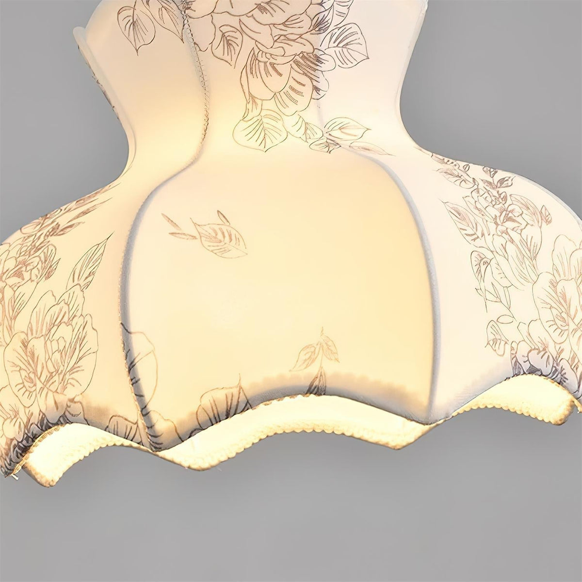 Lámpara colgante de metal y madera con tejido floral elegante vintage