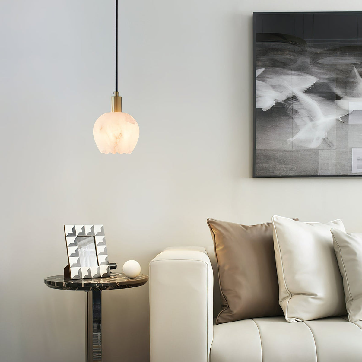 Ritta Pendant Light Flower-shaped  Alabaster