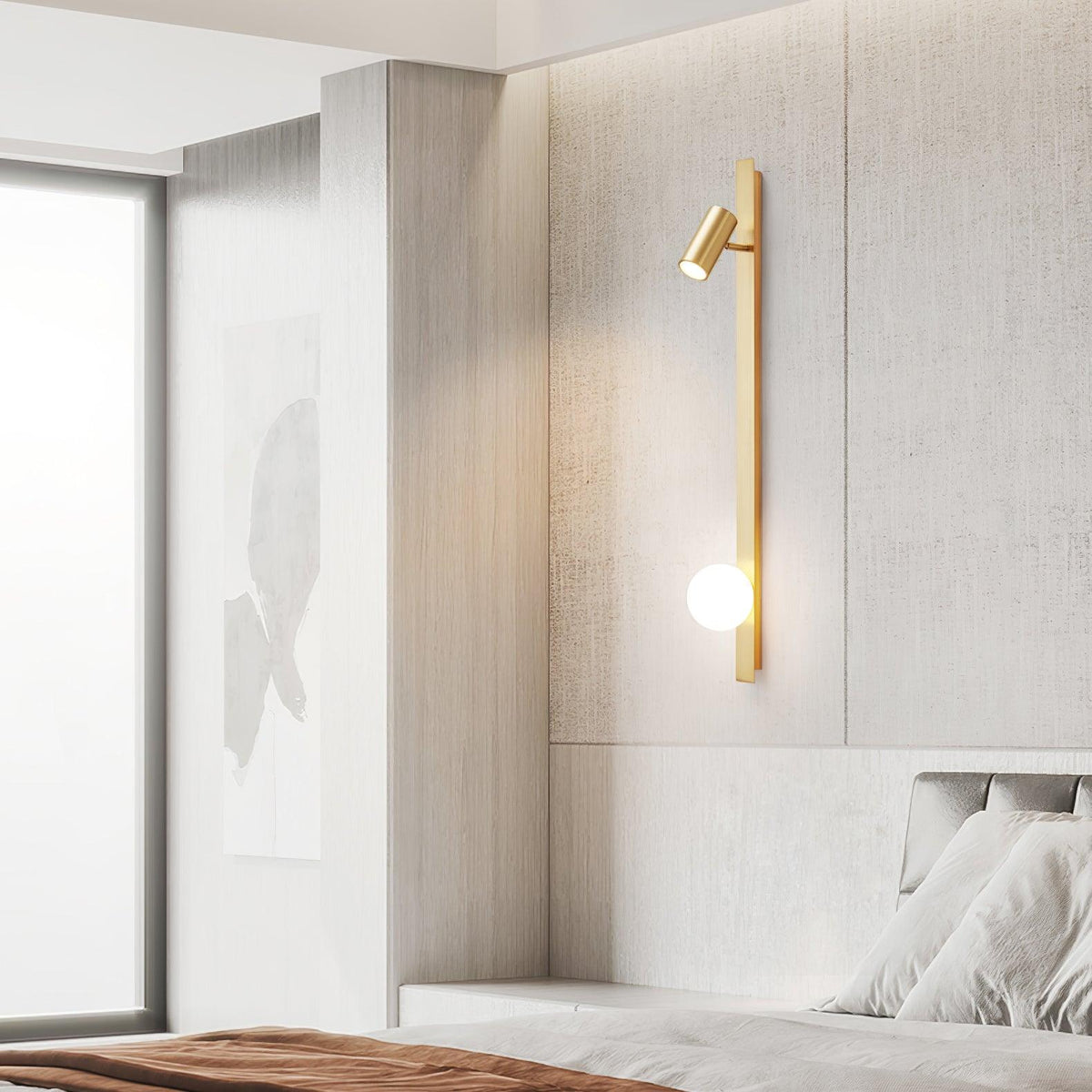 Aloz aplique de pared minimalista de vidrio y latón
