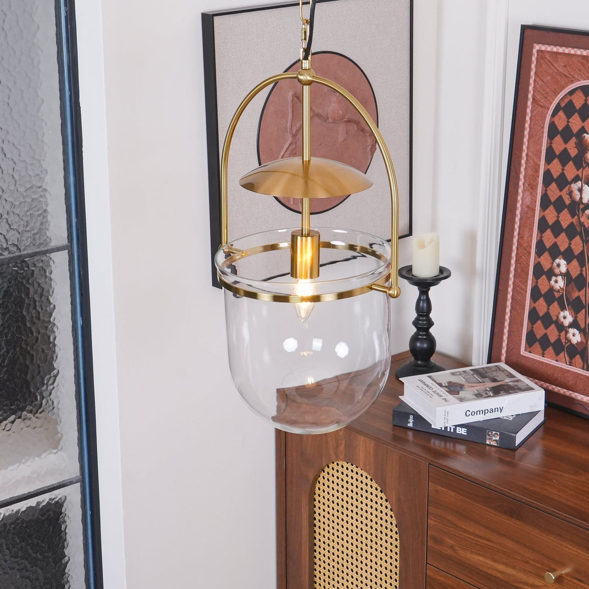 Velanaya lámpara colgante de vidrio con latón estilo vintage para sala de estar