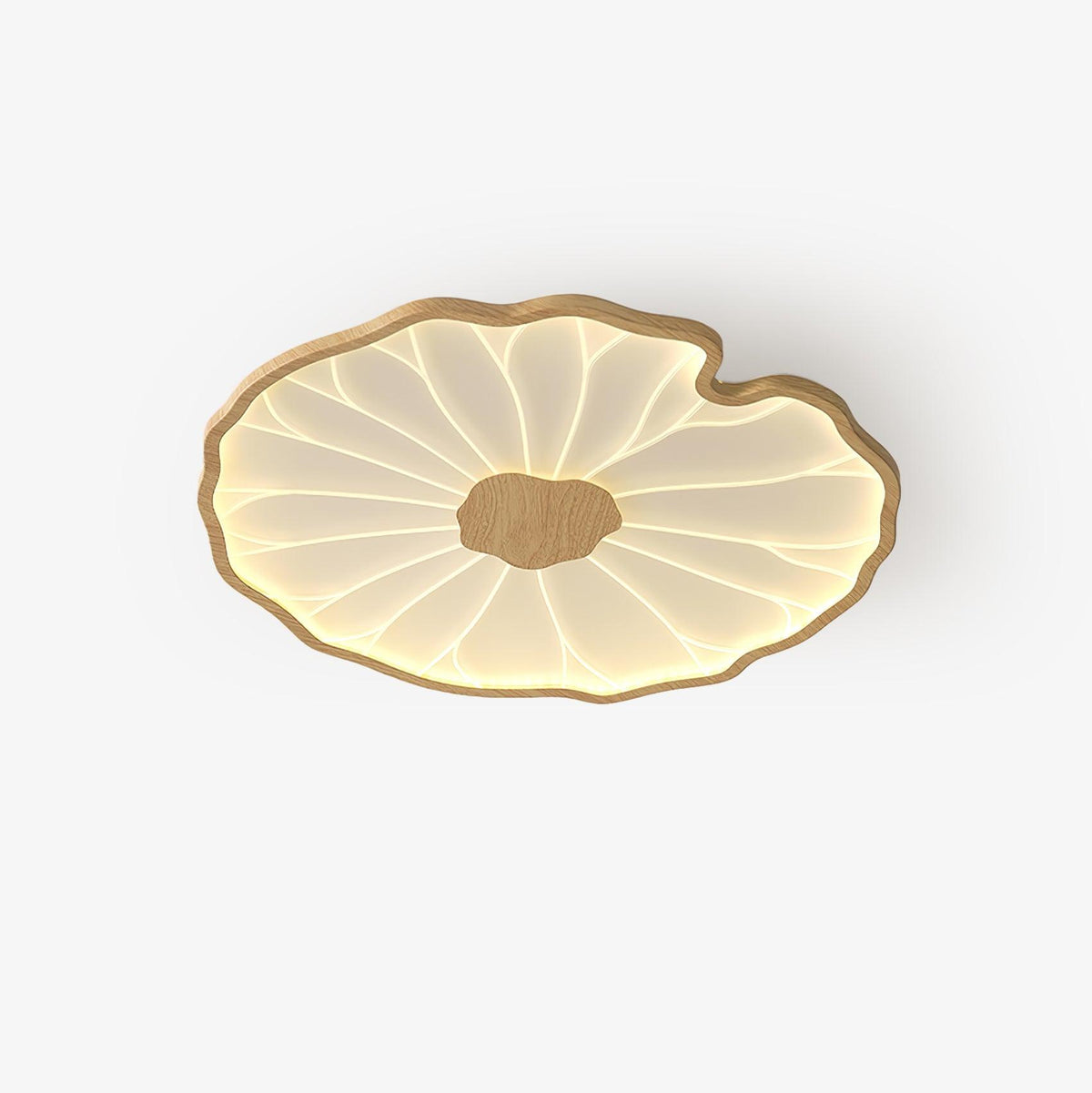 Rinorian lámpara de techo Lotus Leaf con acabado de madera