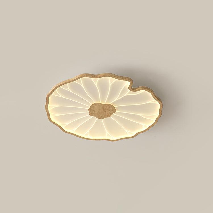 Rinorian lámpara de techo Lotus Leaf con acabado de madera
