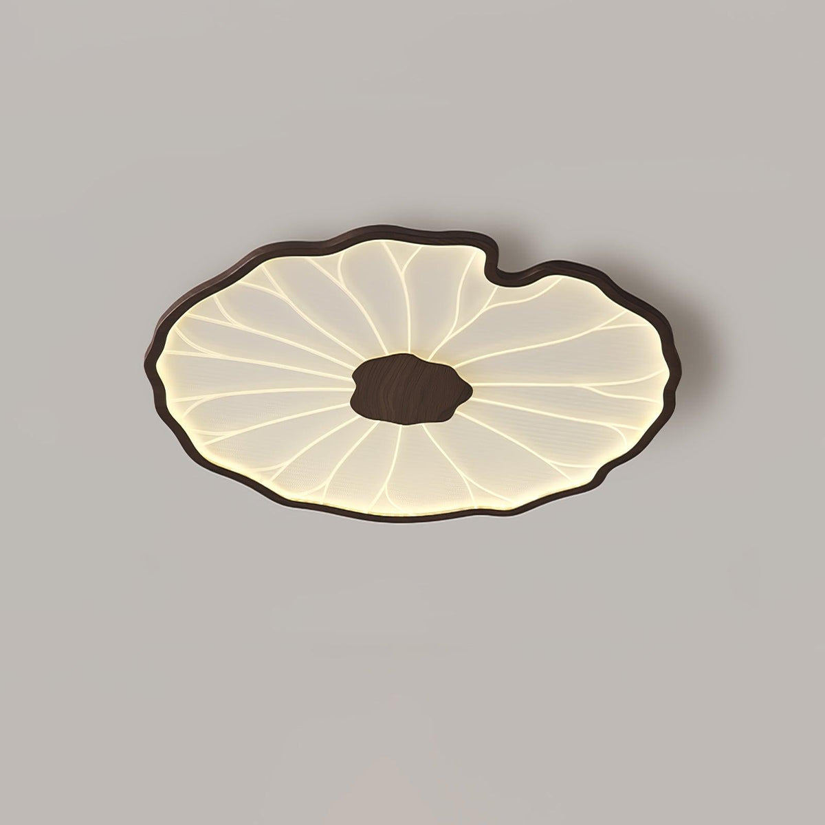 Rinorian lámpara de techo Lotus Leaf con acabado de madera