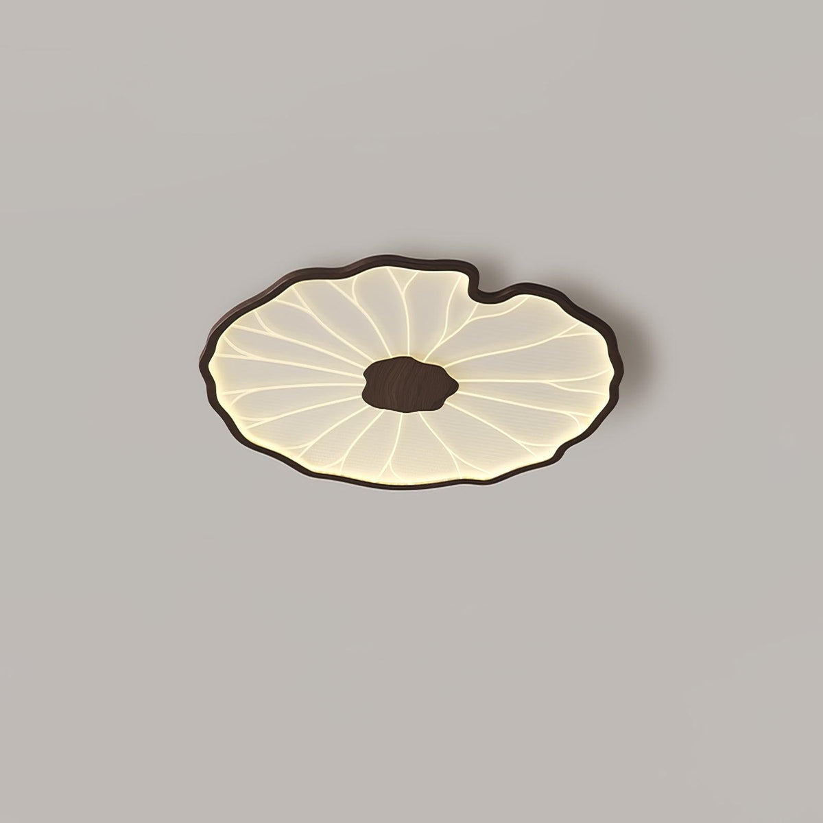 Rinorian lámpara de techo Lotus Leaf con acabado de madera