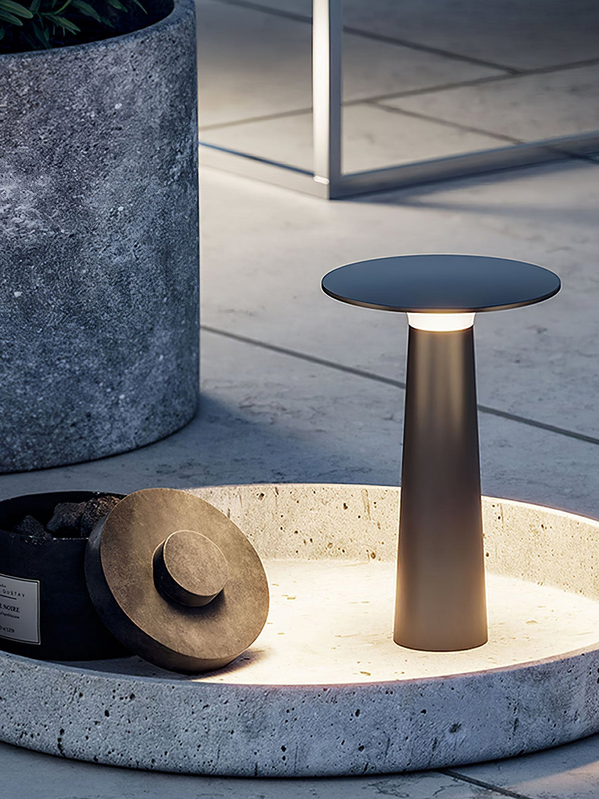 Gwil Disk luminaria exterior para mesa