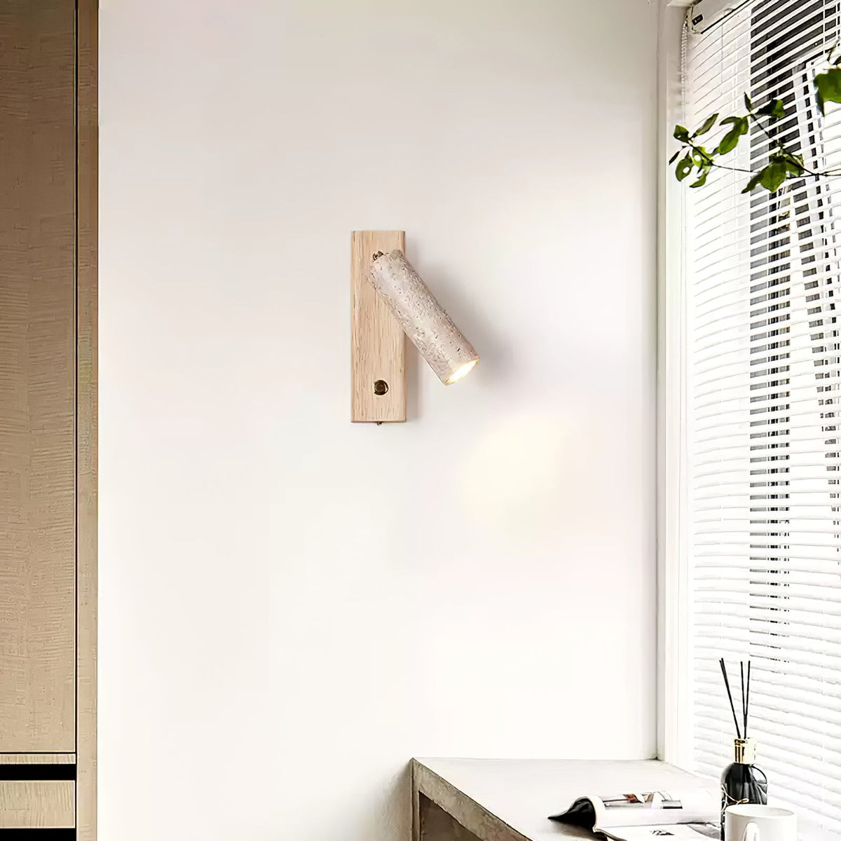 Ornoria Aplique de pared Cilíndrica Travertino Foco Moderno