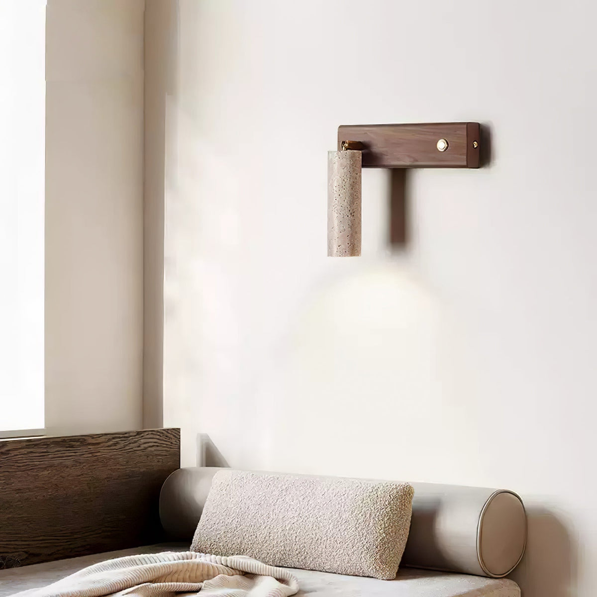 Ornoria Aplique de pared Cilíndrica Travertino Foco Moderno