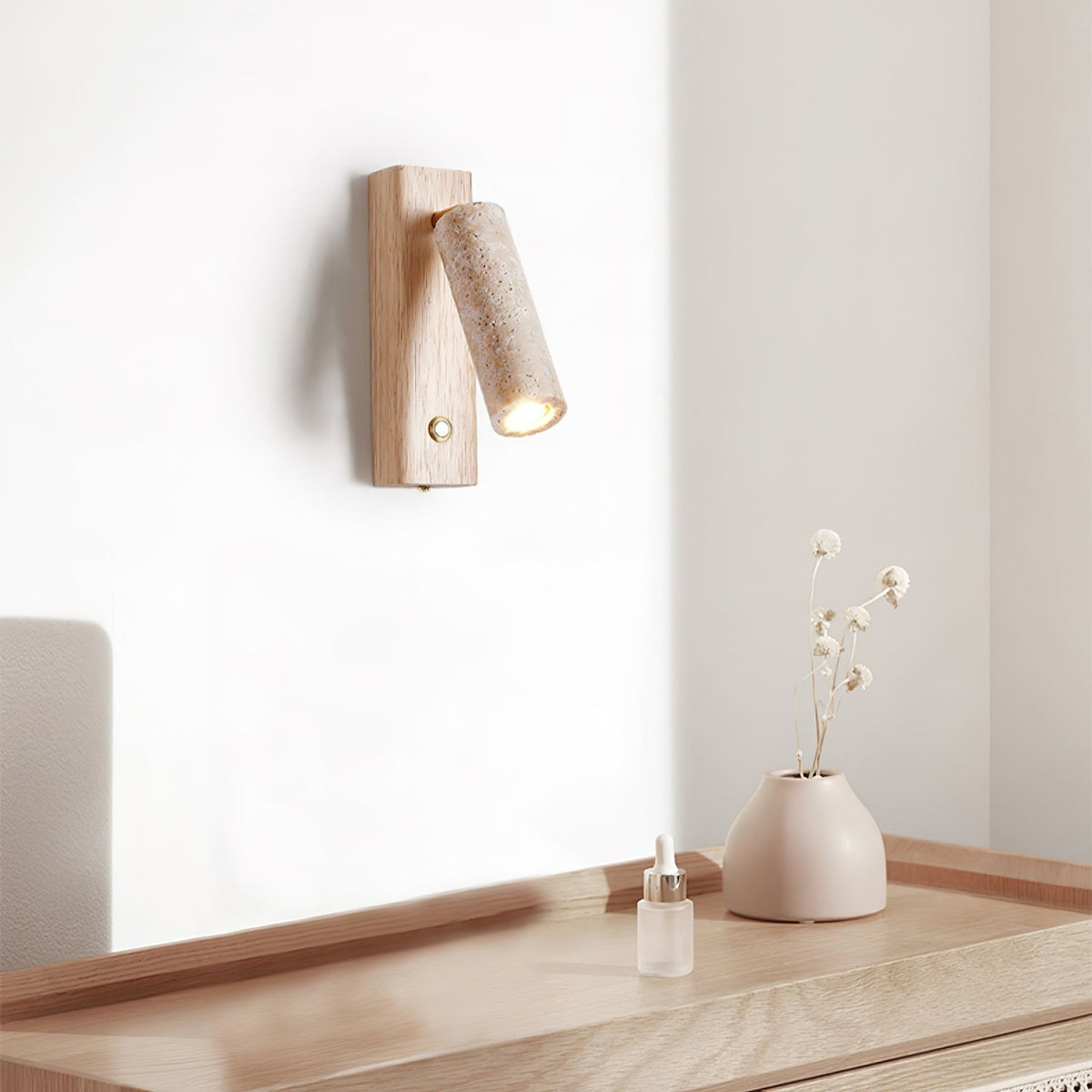 Ornoria Aplique de pared Cilíndrica Travertino Foco Moderno