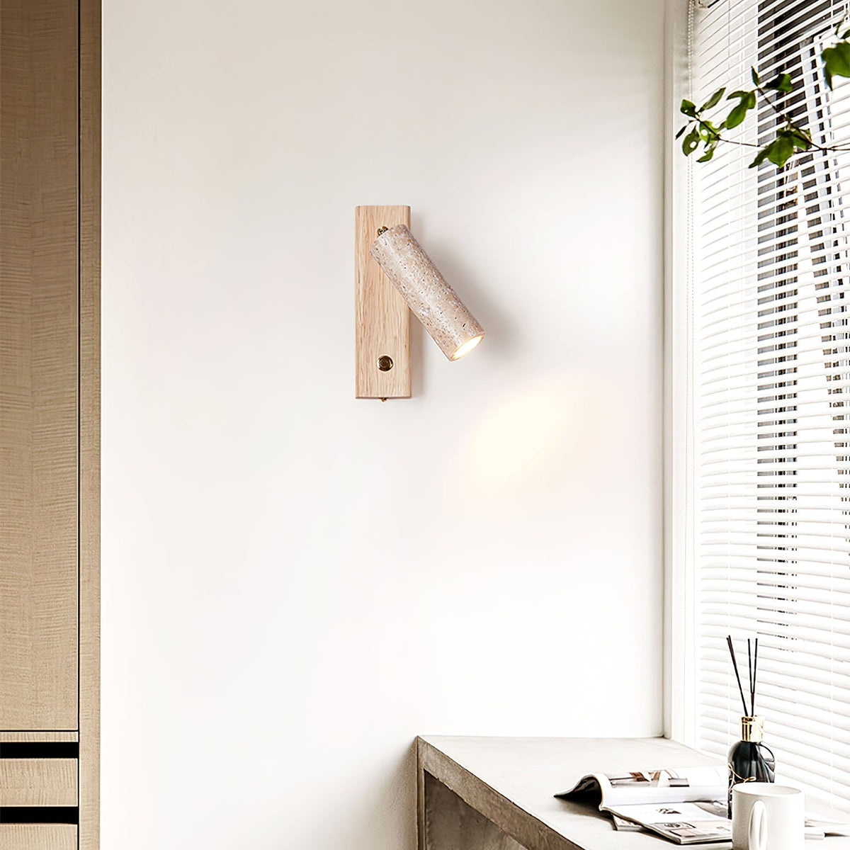 Ornoria Aplique de pared Cilíndrica Travertino Foco Moderno