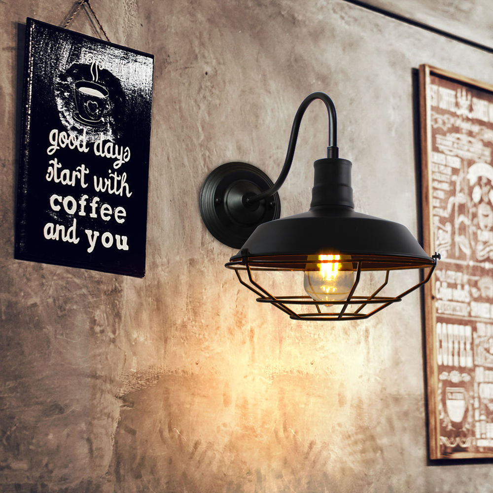 Silva Vintage Metal/Vidrio LED Aplique de Pared Interior Negro